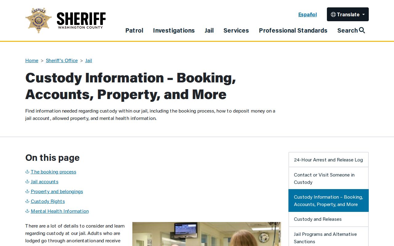 Washington County arrest record booking information