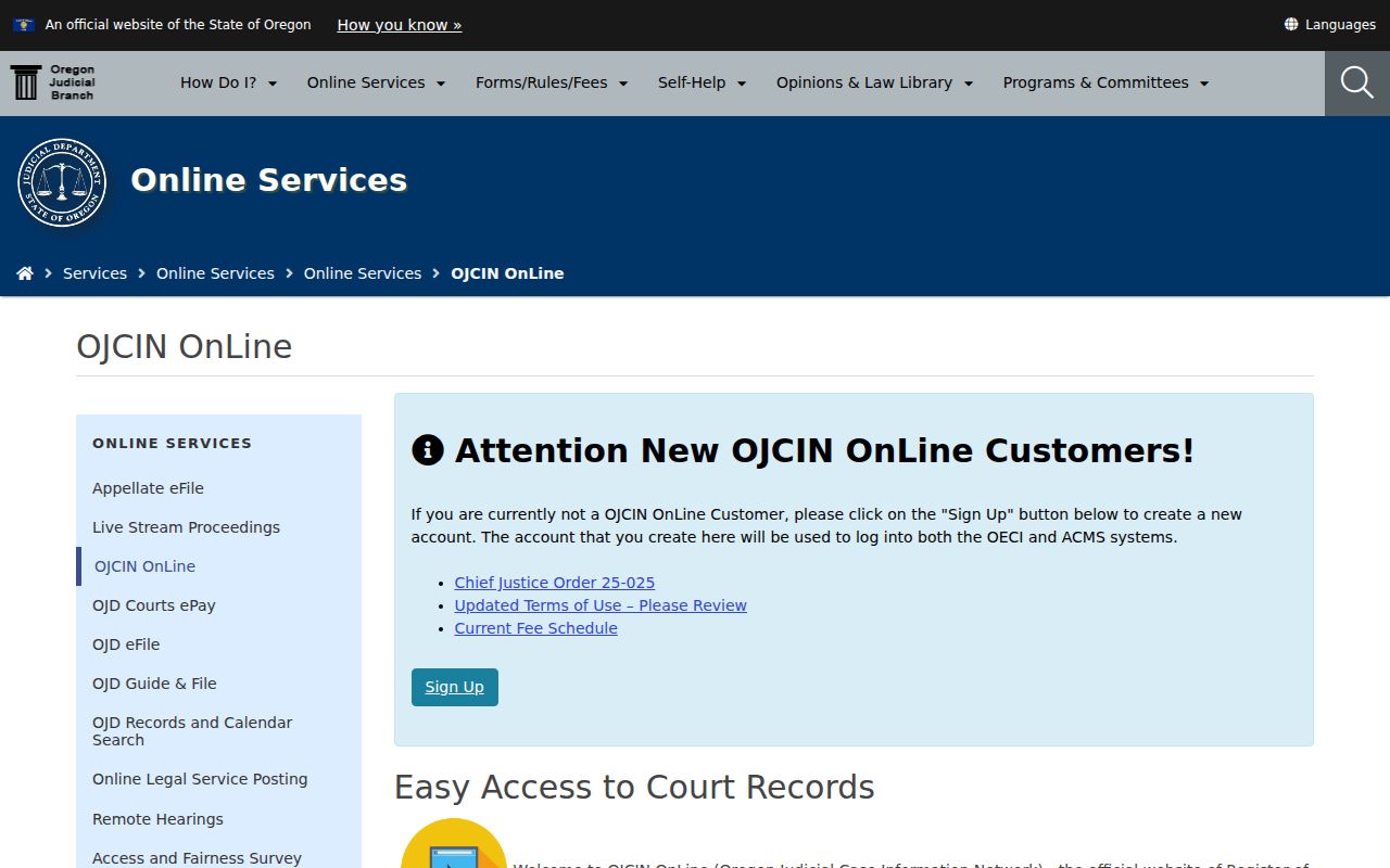 Washington County criminal court cases through OJCIN Online
