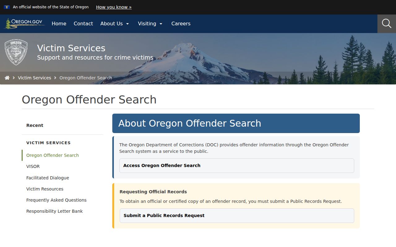 Oregon corrections search for Washington County criminal history