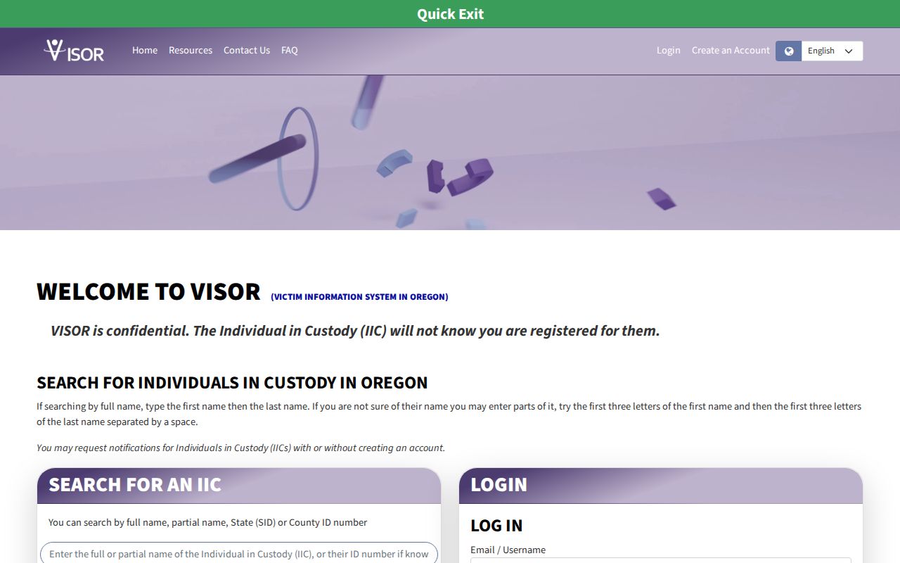 VISOR custody search for Washington County Oregon criminal records